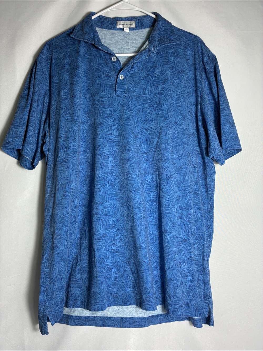 Peter Millar Seaside - Blue Patterned Short-Sleeve Golf Polo size Large